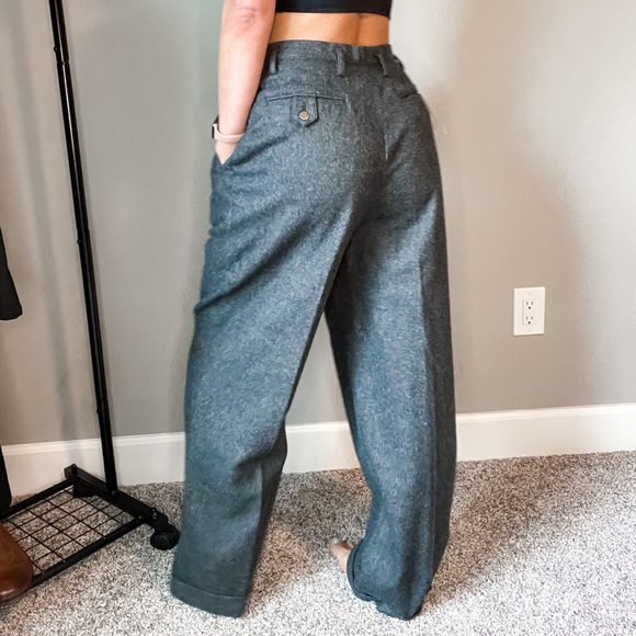 Armani Jeans Pants - ARMANI JEANS - black wool wide leg dress pants vintage new with tags